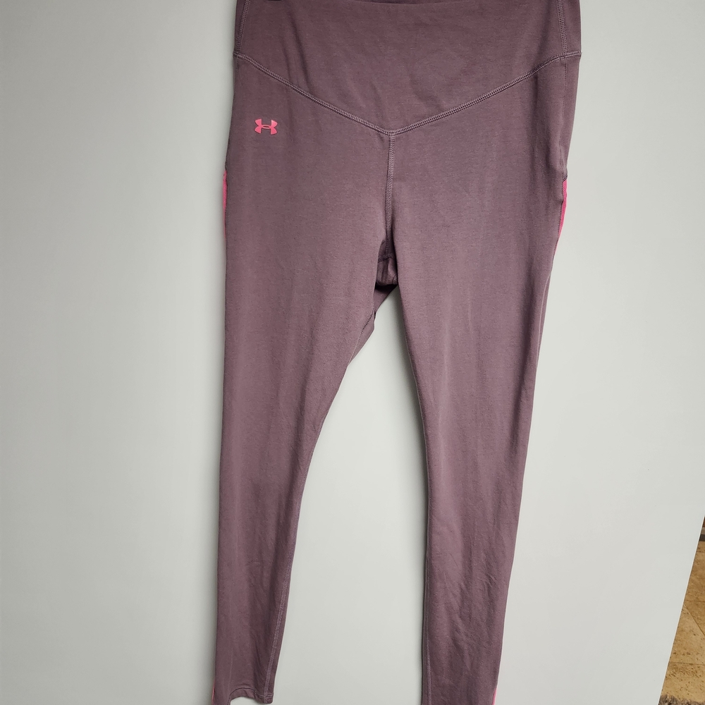 Under Armour Purple Leggings with Pink Logo